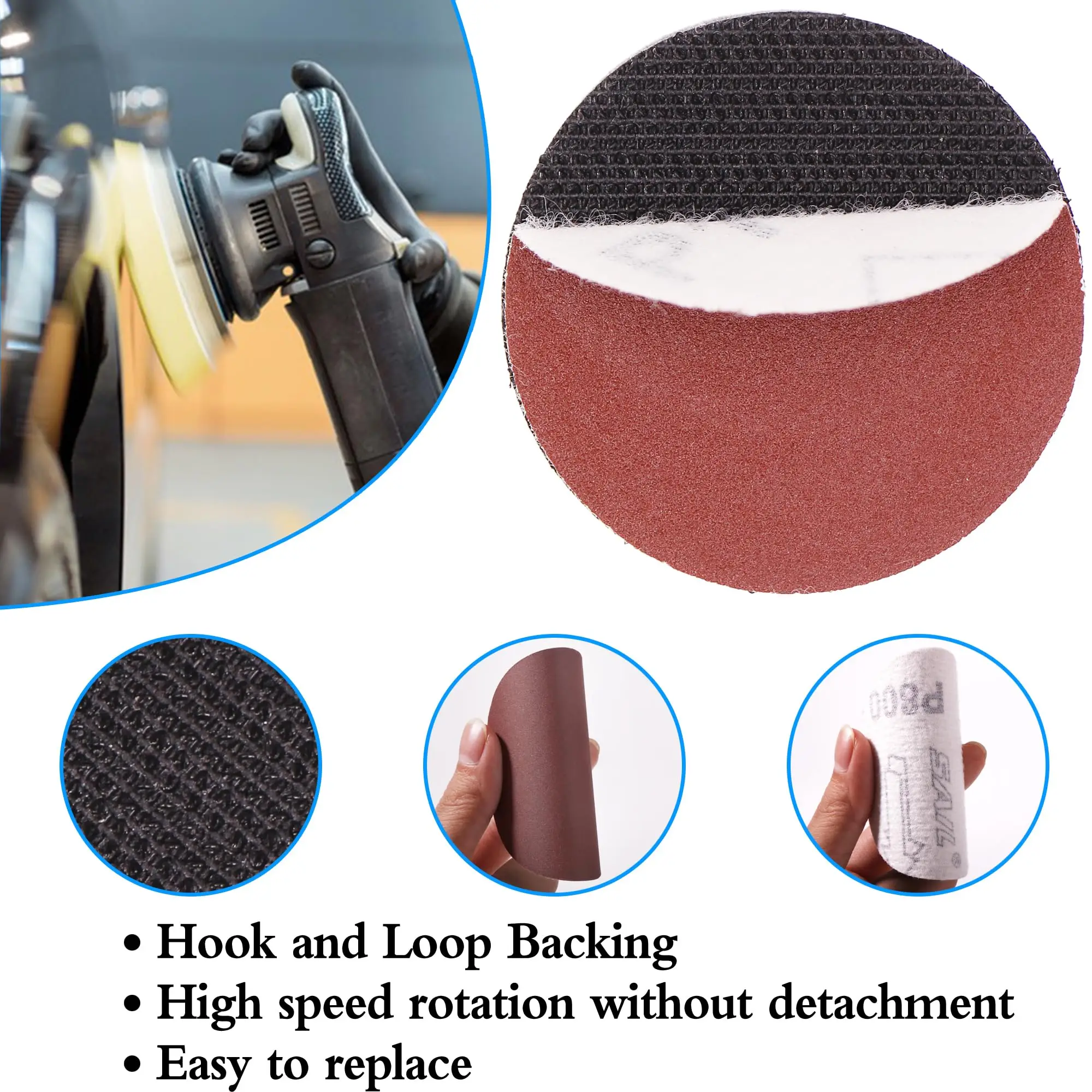 104 Pcs 3 inch Hook and Loop Sanding Paper Kit Assorted 80-2000# with 1/4" Shank Drill Sander Attachment for Die Grinder Rotary