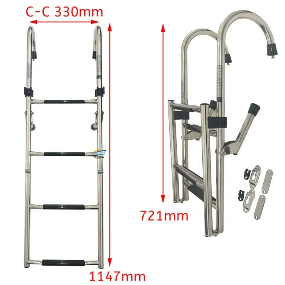 200KG Stainless Steel 304 Folding Down The Water Ladder Hook Hanging Ladder Escalators Boarding Ladder Marine Accessories