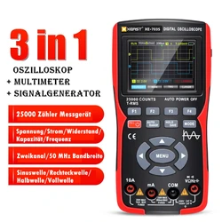 ZT703S XE-703S 3 in1 Digital Oscilloscope Multimeter 50MHz 280MS Sampling Rate Waveform Data Storage Dual Signal Generator