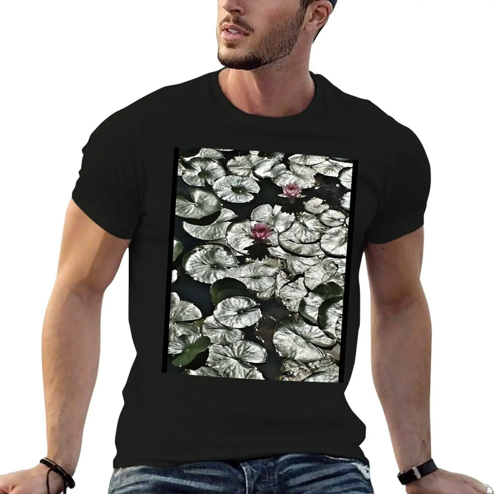 Lily Pad Pattern T-Shirt Holiday Casual Short Sleeve Top