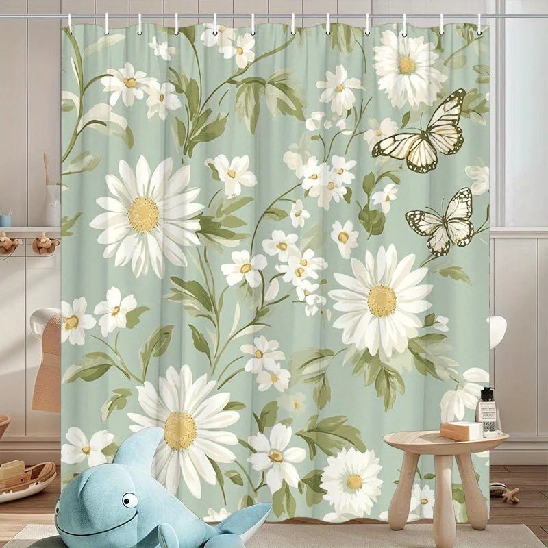 Daisy Delight Shower Curtain - Water-Resistant, Easy to Clean, Adds a Fresh and Floral Charm to Your Bathroom Decor