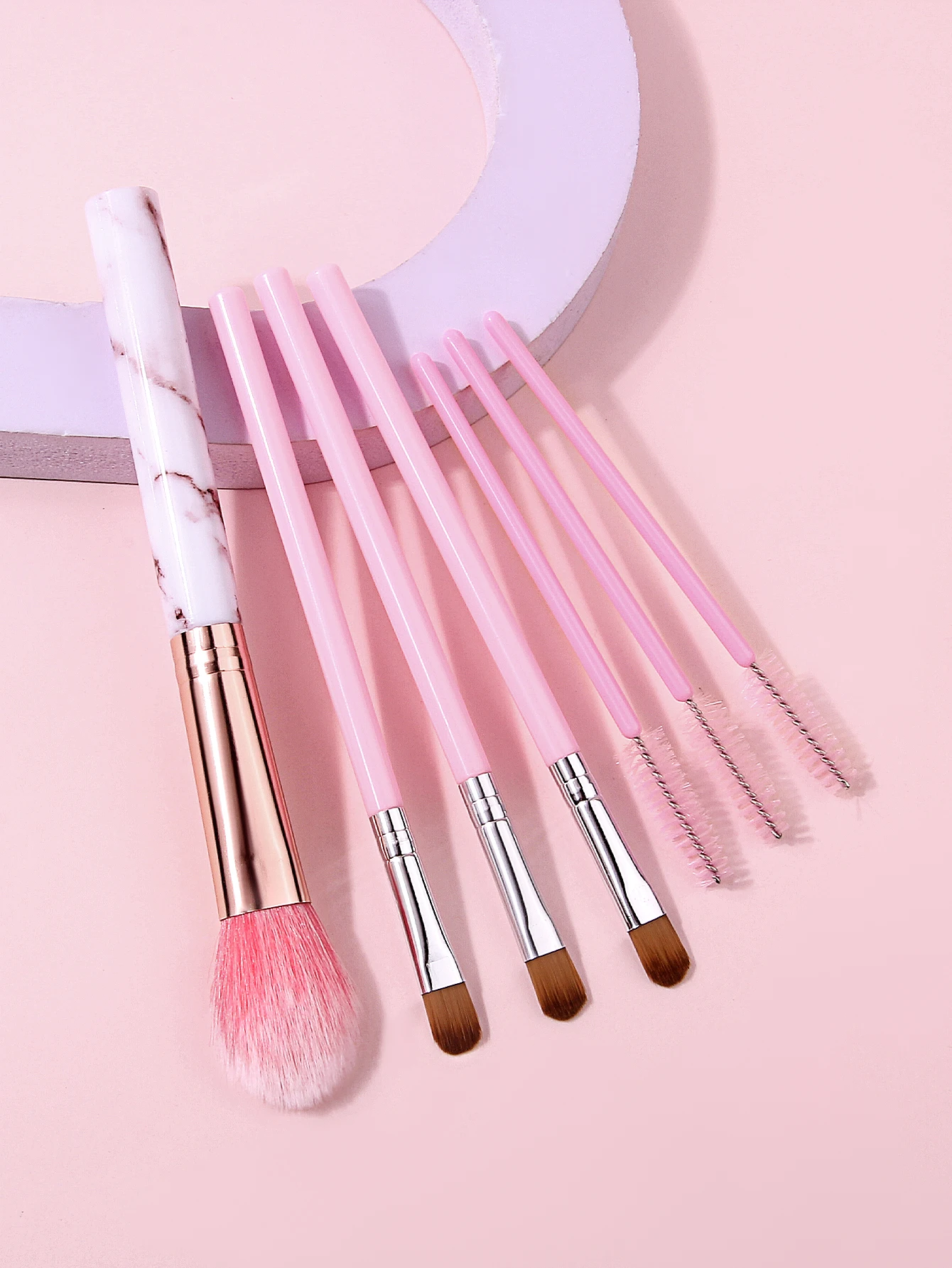 7Pcs Multifunctional Makeup Brush Set Marble Handle Blush Eyeshadow Spoolie Brushes For Face Eye Cosmetic Daily Beauty Tools