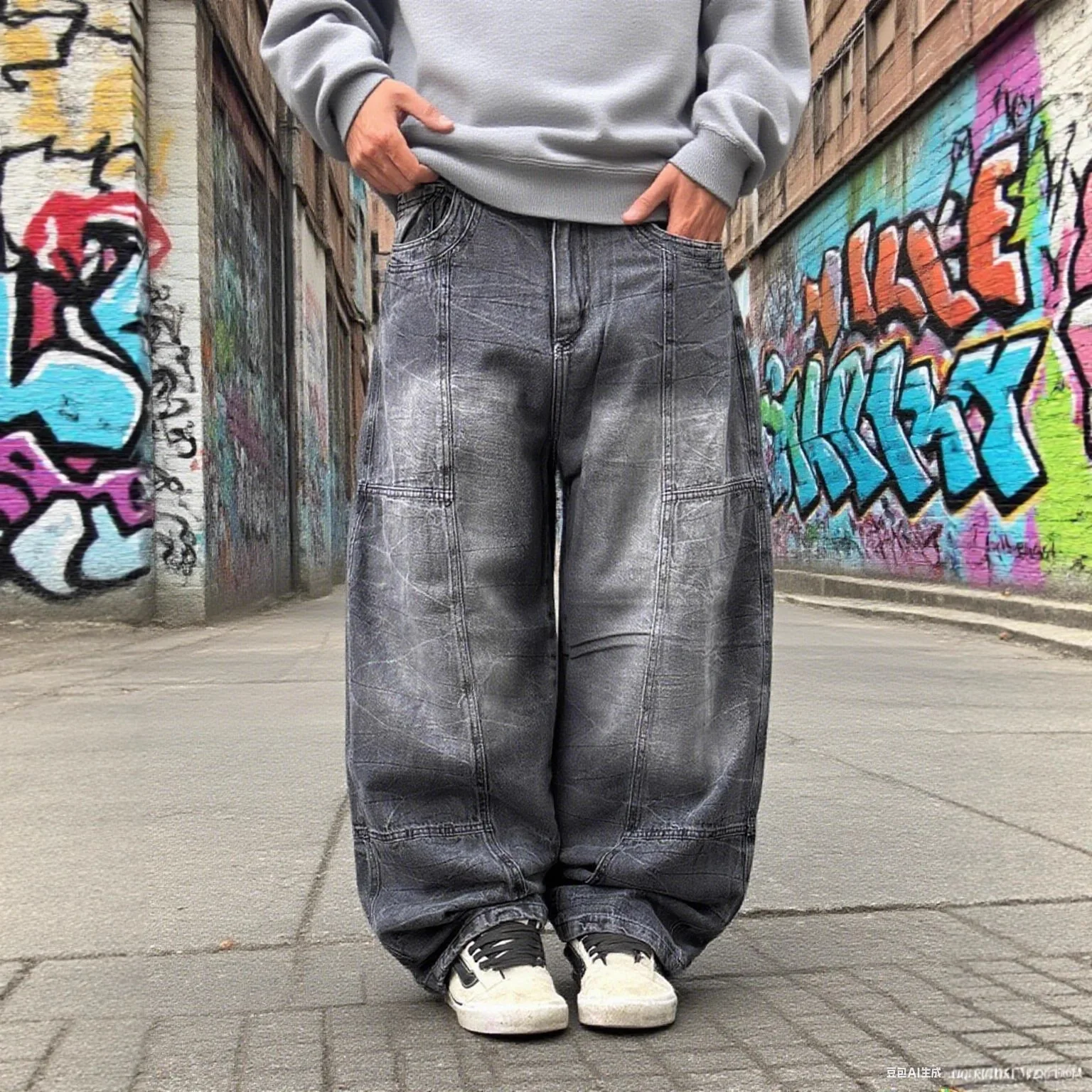 European American New Fashion Men's Loose Simple Basic Spliced Casual Trendy Wide Leg Denim Trousers Male Bottom Clothes Jeans