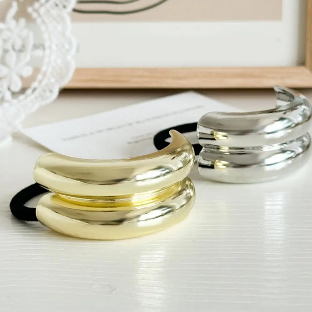 

Hair Ties Double-Layer Alloy Hair Ring Irregular Golden Color Hair Band Metal Irregular Hair Rope Fashionable Ponytail Holder
