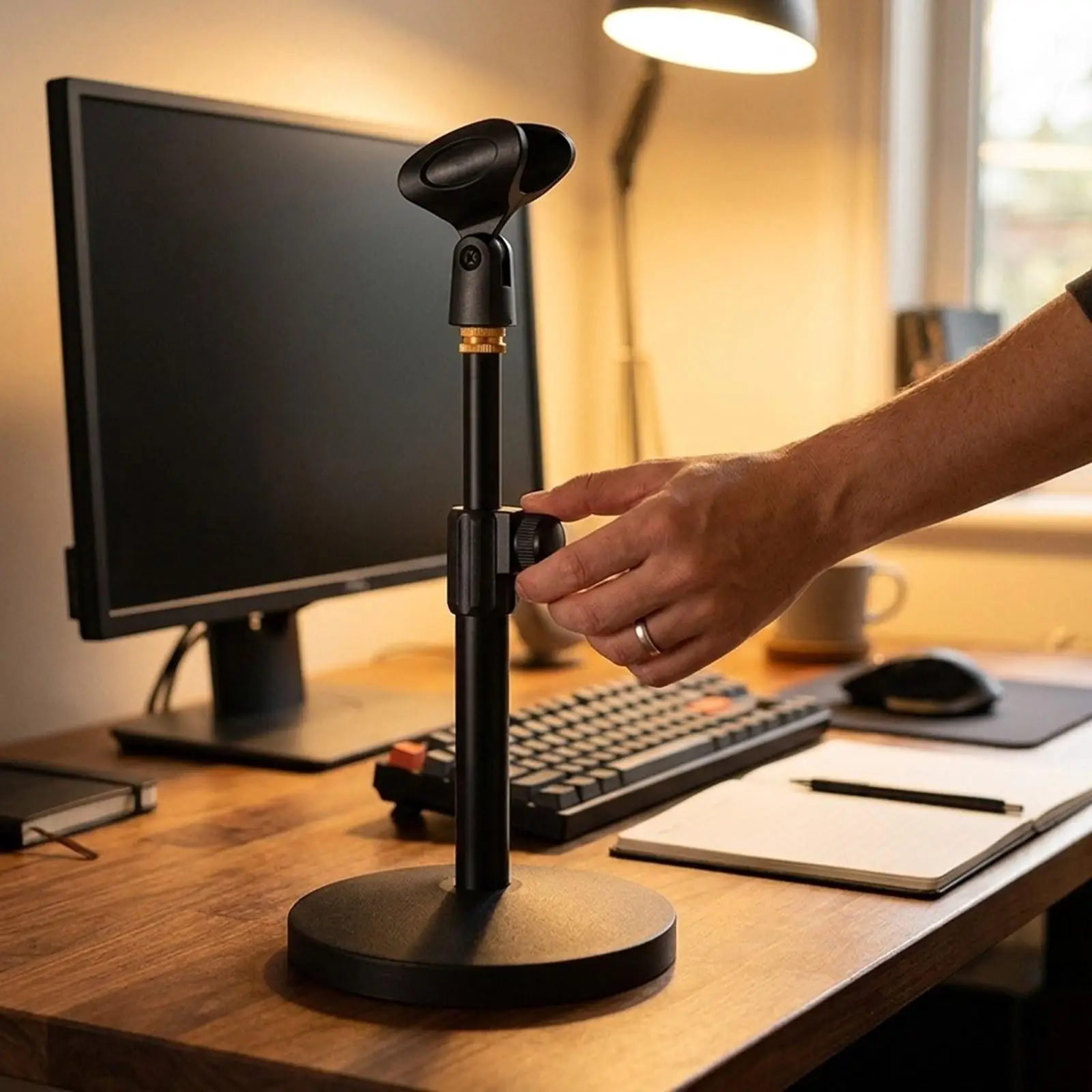 

Mic Stand Wear Resistant Adjustable Height Practical Accessory Support Disc Base Professional for Performance Speech Conference