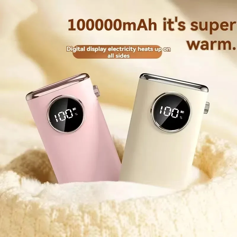 

100000mAh Portable Hand Warmer 2 in 1 Power Bank Capacity Display Double Sided Heating Long-Lasting Warmth In Winter
