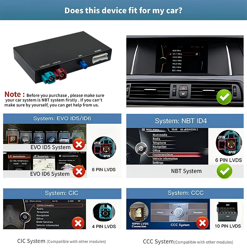 Kabelloses CarPlay Android AUTO für BMW NBT/CIC System 1 2 3 4 5 6 7 Serie X1 X3 X4 X5 X6 MINI E60 E84 E70 F26 F25 F10 F11 F20 F21 – Detail 7