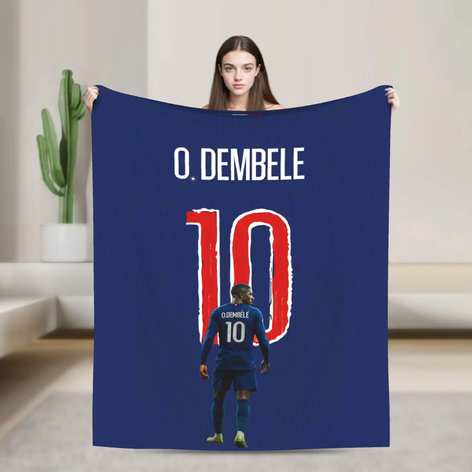 Dembele Football Knitted Blanket Number 10 Fleece Throw Blankets Bed Sofa Decoration Lightweight Bedspreads