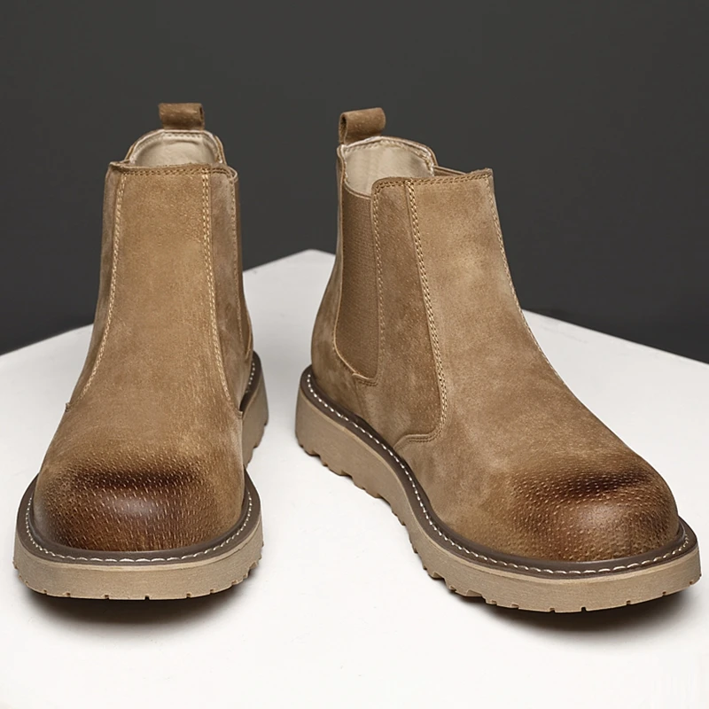 DOYUTIG Brand British Style Men's Boots Genuine Leather Low - Top Shoes Male Retro Autumn & Winter Desert Boots SG008