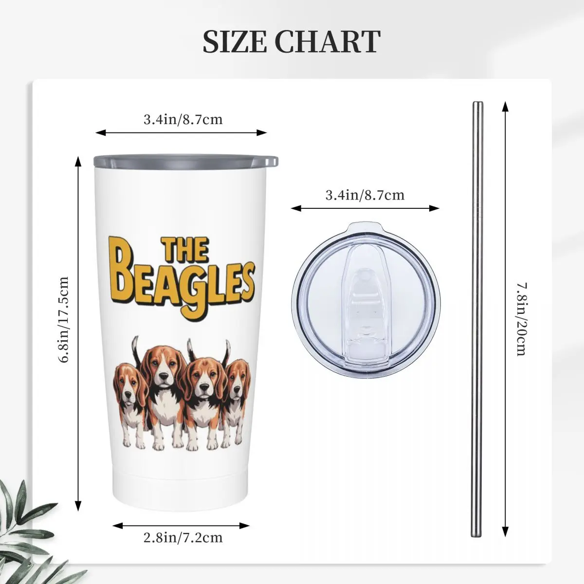 The Beagles Four Beagle Dog Crossing Stainless Steel Tumbler Vacuum Insulated Mug Thermal Cold Bottle Straws With Lid 20oz
