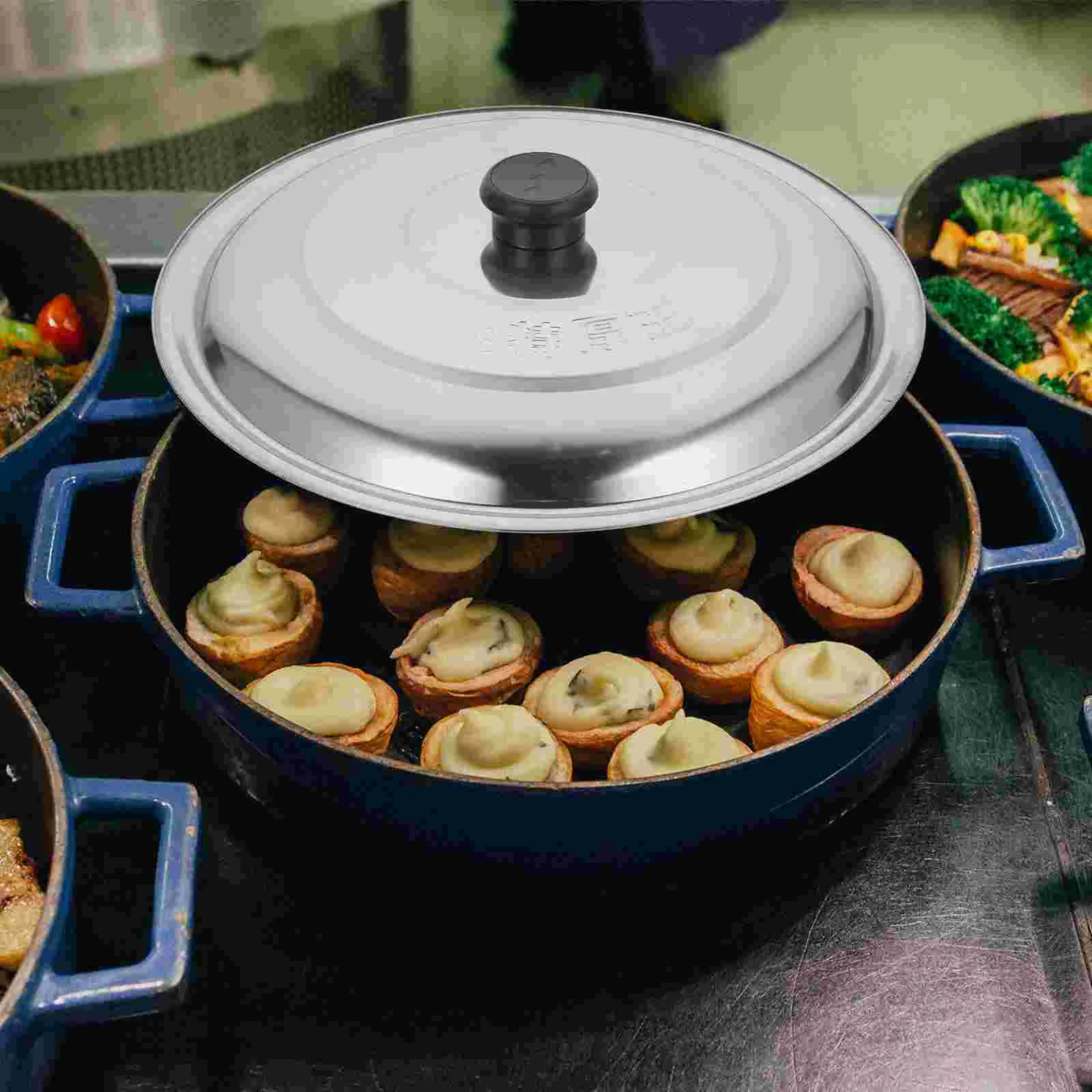 

Stainless Steel Pot Lid Silicone for The Lids Pan Door Wok with Covers Cooking Pasta Cookware Multi-function Metal