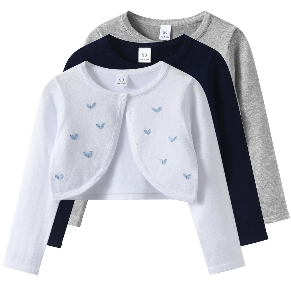 Girls Top Knitted Cardigan Jacket With One Button Thread Children's Shawl Sun Air Conditioning Girls Wrap Ballet Sweater