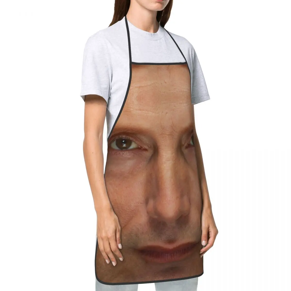 Custom Unisex Mads Mikkelsen Face Bib Apron Adult Women Men Chef Tablier Cuisine for Kitchen Cooking Hannibal TV Show Baking