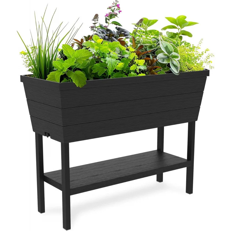 

12.Gallon Urban Bloomer Raised Garden Bed, Self-Watering Herb Planter with Level Gauge & Drainage Plug, Compact Outdoor