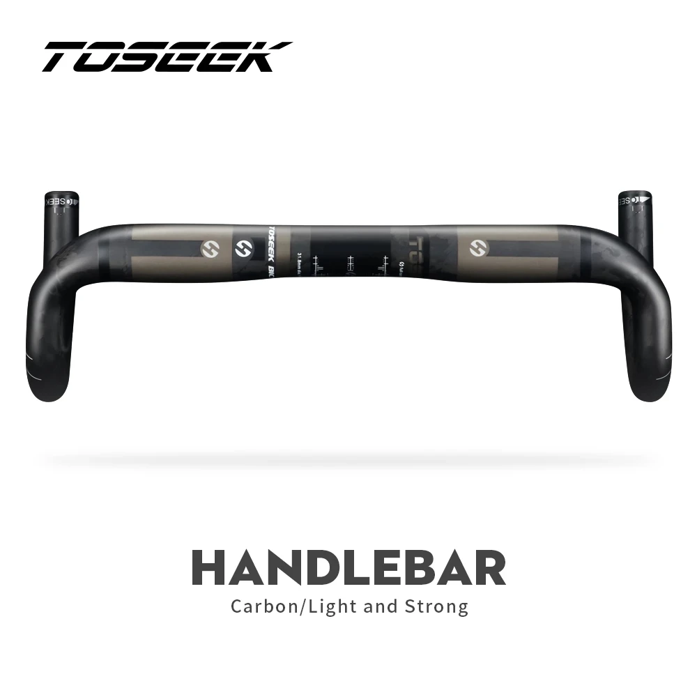 TOSEEK-Carbon Fiber Bike Handlebar Sets, Bent Bar Stem, Seat Post, MTB, Road Cycling Parts