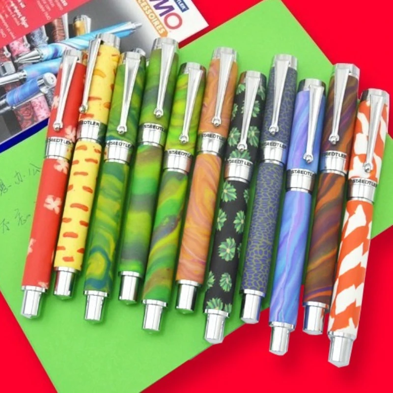 STAEDTLER 6824 Pluma estilográfica de metal de alta calidad, pluma de latón FIMO, punta EF 0.38, pluma de caligrafía de lujo para cerámica blanda, papelería alemana