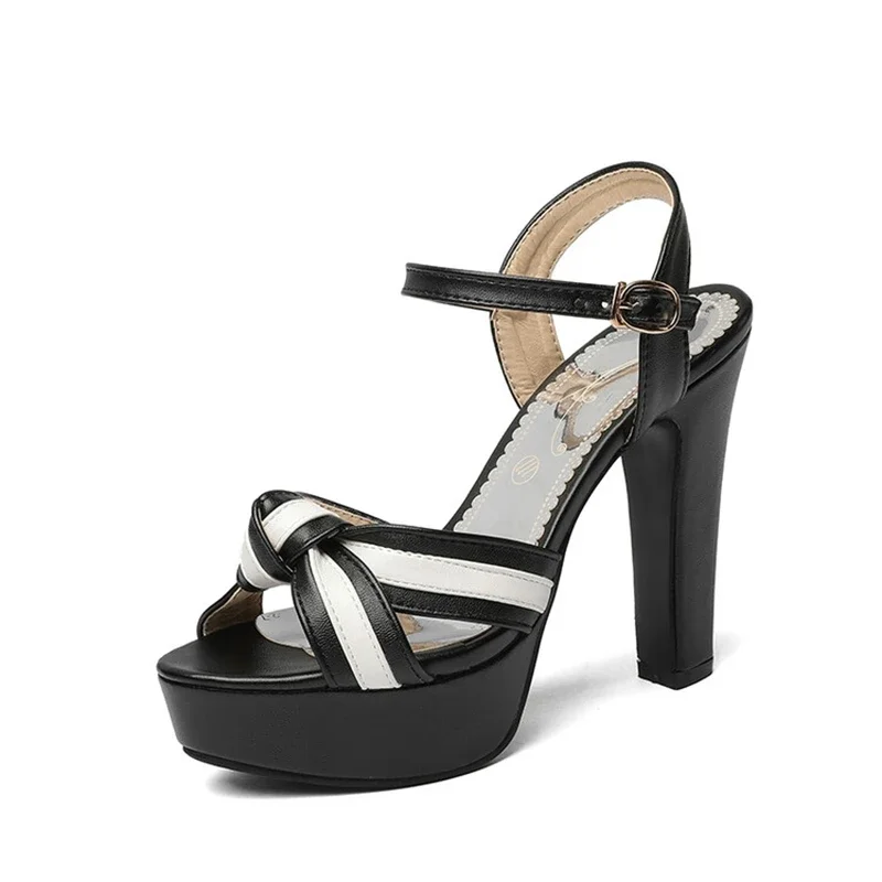 

Zapatos De Mujer Women Sandals Peep Toe Buckle Strap High Heels Party Wedding Bride Platform Sandals Plus Size 44 45 50 33-41