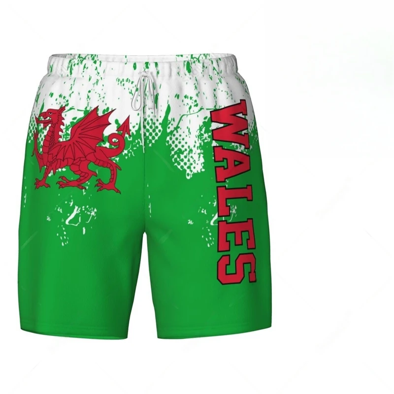 Fashion Wales Flag Beach Shorts Summer Casual Men Women 3D National Emblem Printed Short Pants Loose Quick Dry Sports Swim Trunk
