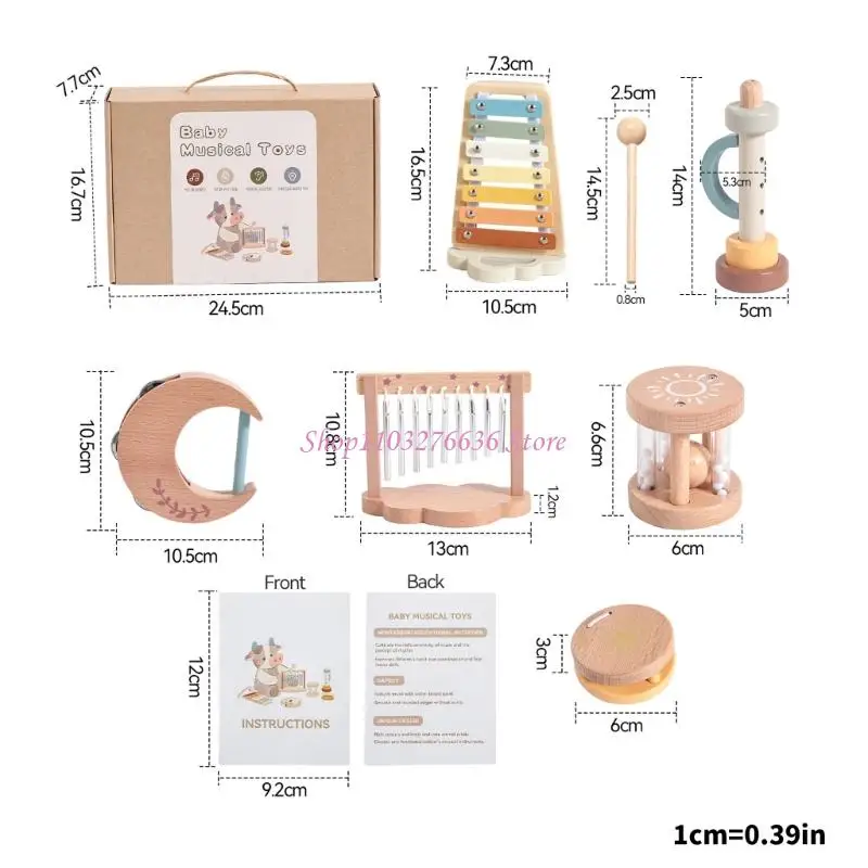 R6FD Toddler Musical Educational Toy Set Instruments percussão natural