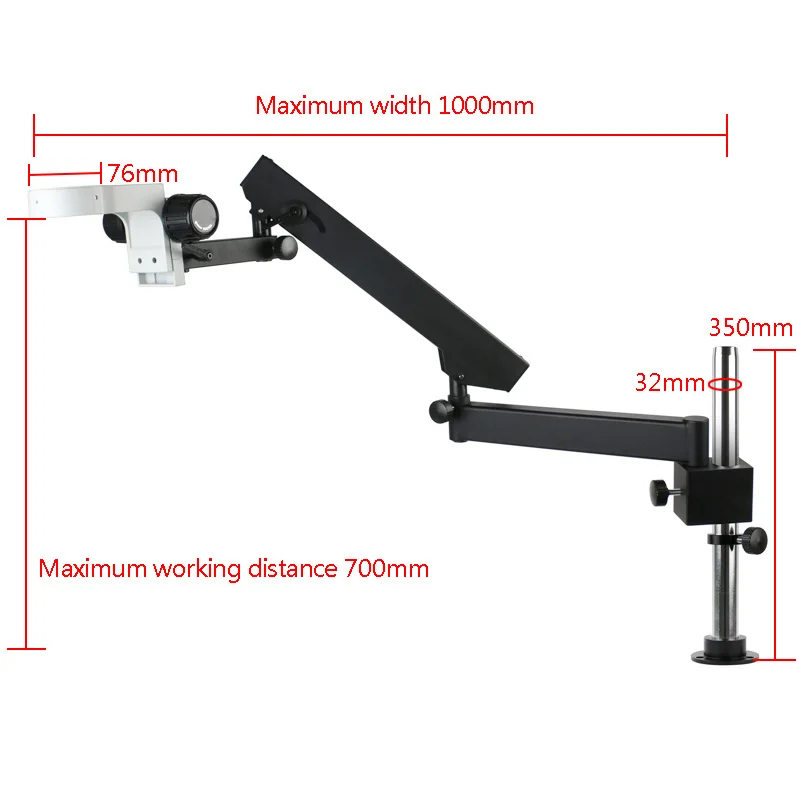 76mm/50mm Adjustable Microscope Focusing Articulated Arm Stand Zoom Trinocular/Binocular Stereo Microscopio Tripod Bracket