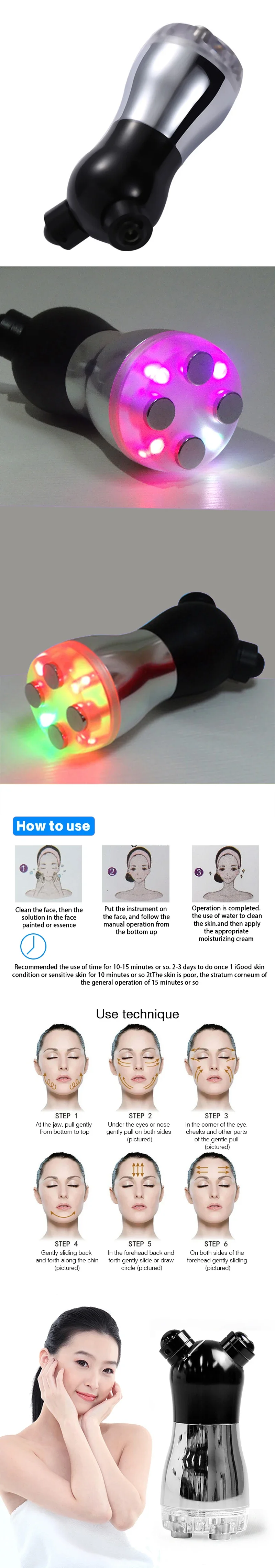 Mikrostrom-RF-LED-Photonen-Schönheitsgerät mit Nadel  Kostenloses Elektroporations-Massagegerät für Gesichts- und Hautstraffung sowie Hautverjüngung – Detail 2