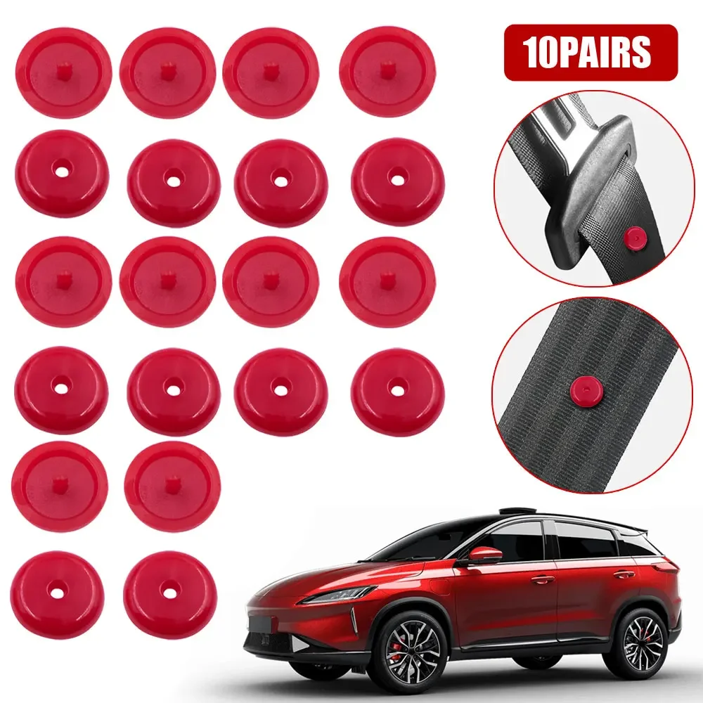 

10Pair Universal Car Seat Belt Stopper Red Button Universal Limit Safety Buckles Retainer Car Parts Fastener Auto Accessories