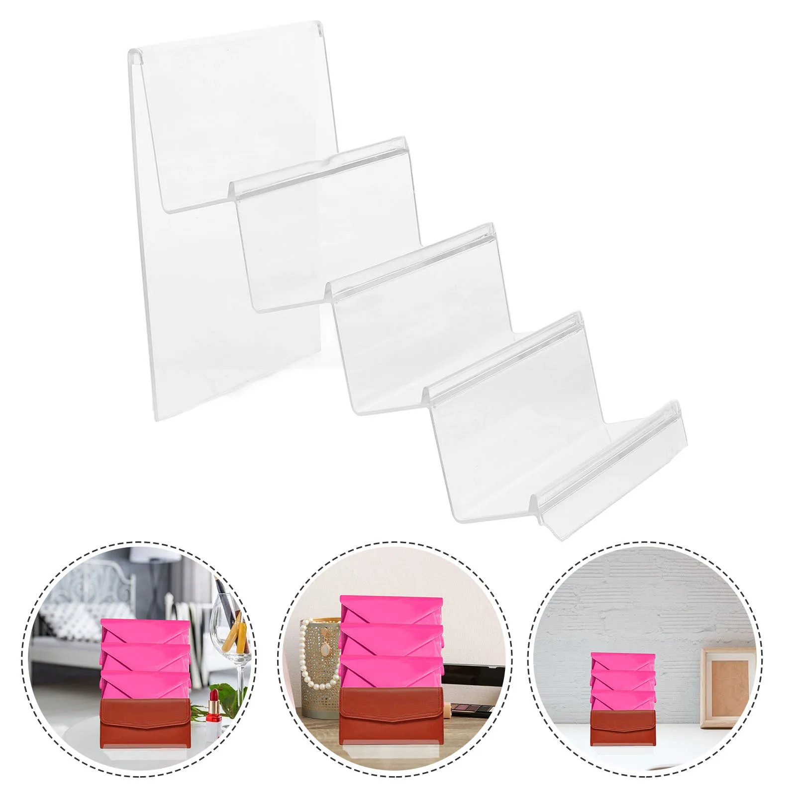 

Multi-Layer Acrylic Wallet Display Shelf 4-Tier Purse Storage Rack Clear Stand Organizer for Home Retail