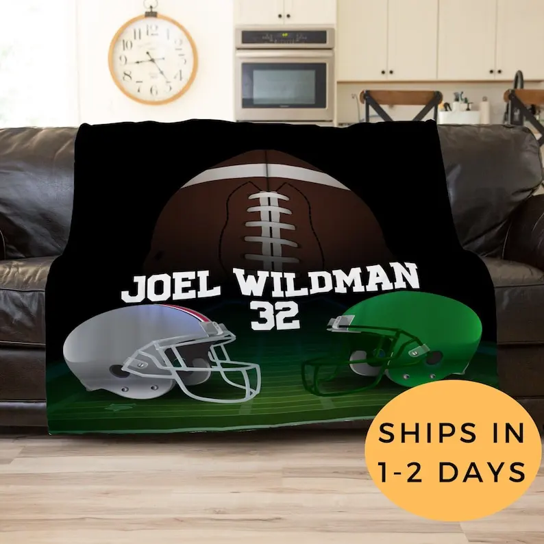 Personalized Football Blanket, Game Day Football, Football Decor, Mancave Decor, Housewarming Gift For Men, Customized Blanket,