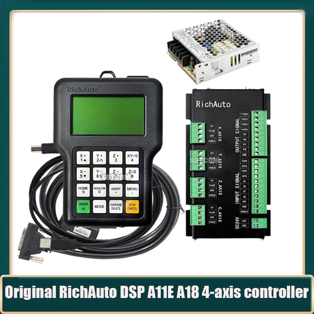 

Original Richauto Dsp A11e A18 4-axis Controller English Version Cnc Engraving Machine Motion Control System With 75w24vdc