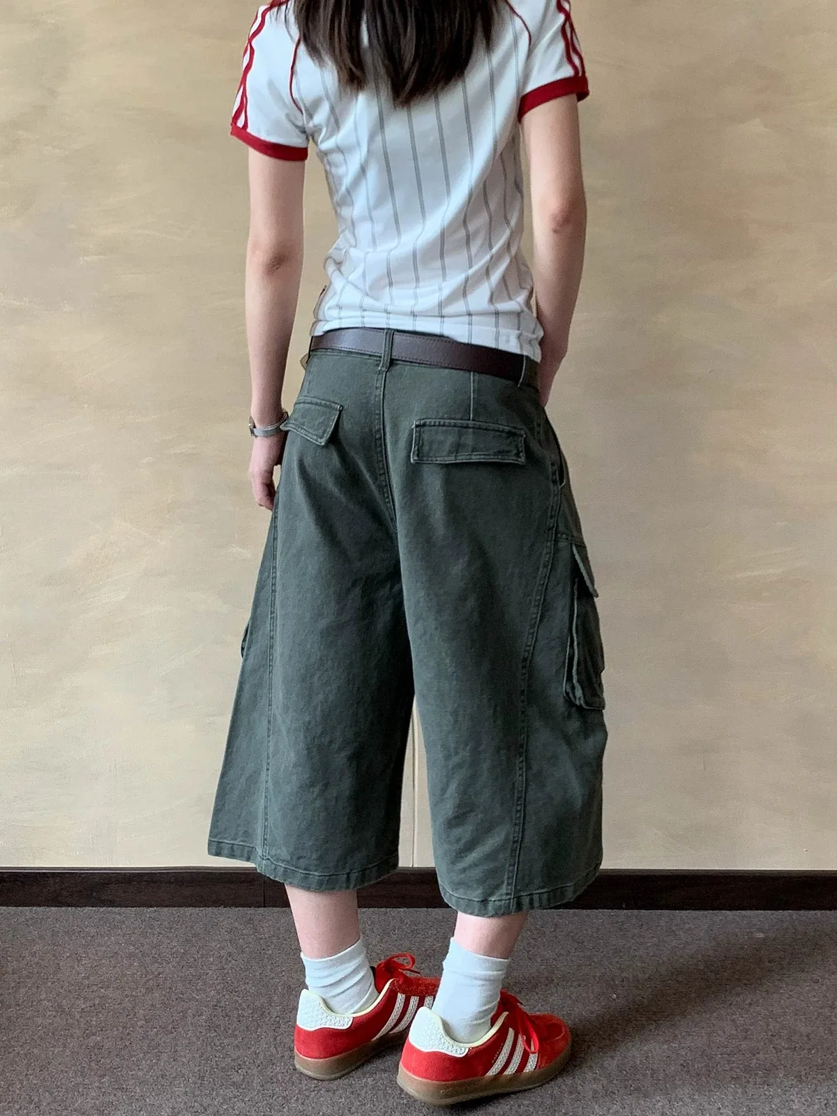 Washed Vintage American Streetwear Workwear Seven-Foot Pants Loose Multi-Pocket Casual Shorts for Men And Women Summer Loose
