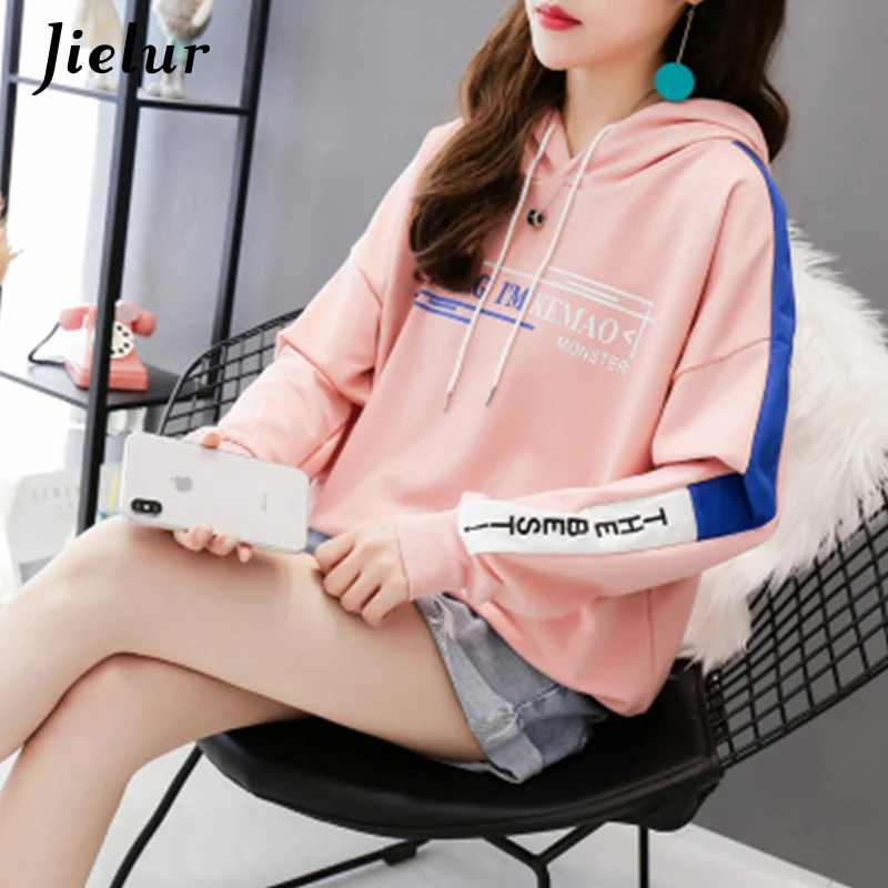 

Print Hoodie Sweatshirts Winter Loose Chic Ladies Pullovers Slim Autumn White Korean Hooded Jacket M-XXL