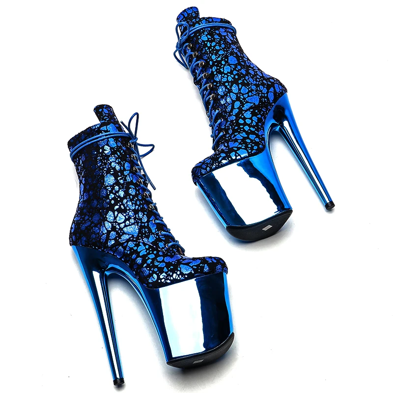Leecabe 20CM/8inches Suede Upper lady ankle boots High Heel Electroplate platform Pole Dance boot