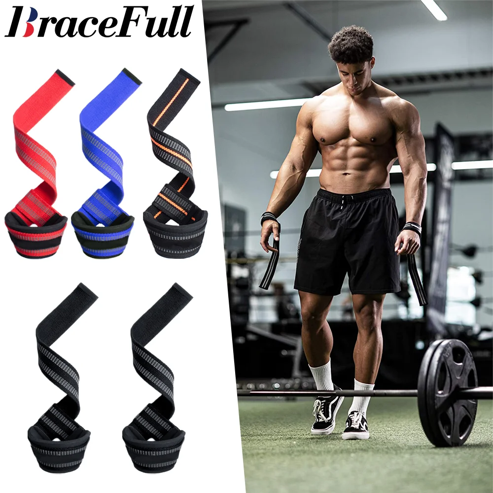 1Pair Hard Pull Wrist Lifting Straps Grips Band Deadlift Pad Anti-Skip Silicone Xfit Strength Training Power Cotton Wraps Grip