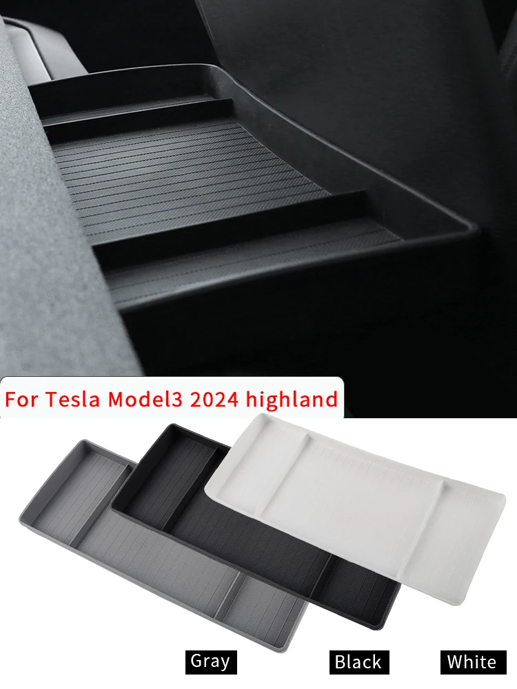 Per Tesla Model 3 Highland 2024 schermo di controllo centrale portaoggetti posteriore vassoio in TPE scatola portaoggetti per cruscotto accessori