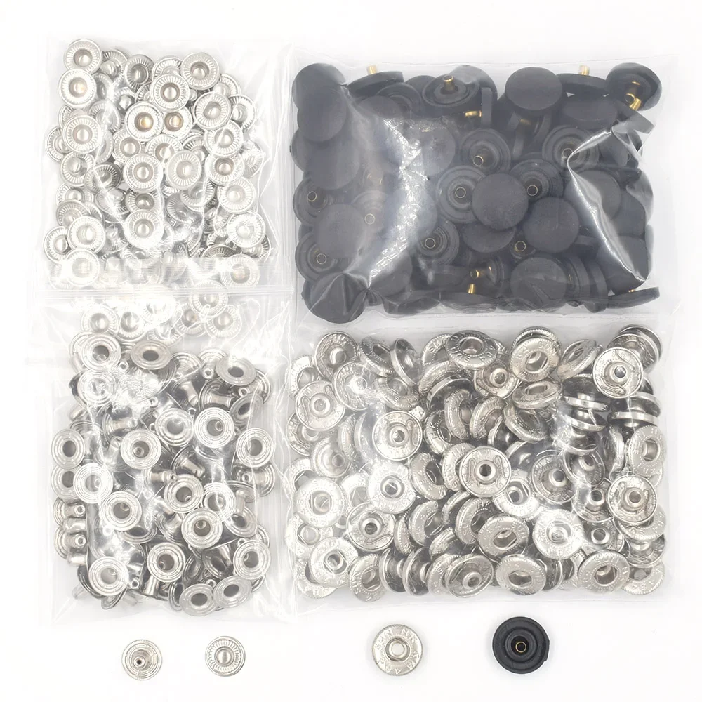 100sets S-spring Metal Buttons(3 optional Nylon Cap) Diy Bulk Clothing Sewing Accessories,15mm white/black/pink Press Type Snap