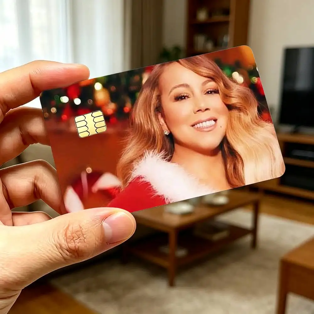 Singer Mariah Carey Merry C-Christmas High‑Def Game Chip Decals Credit Card Tiny Waterproof Vinyl Decor Practical Present
