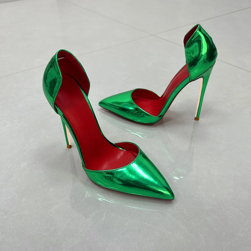 الأخضر النساء مضخات 12 سنتيمتر عالية الكعب أشار تو الخناجر الضحلة ليلة نادي الزفاف فستان الحفلات أحذية QP252 #3