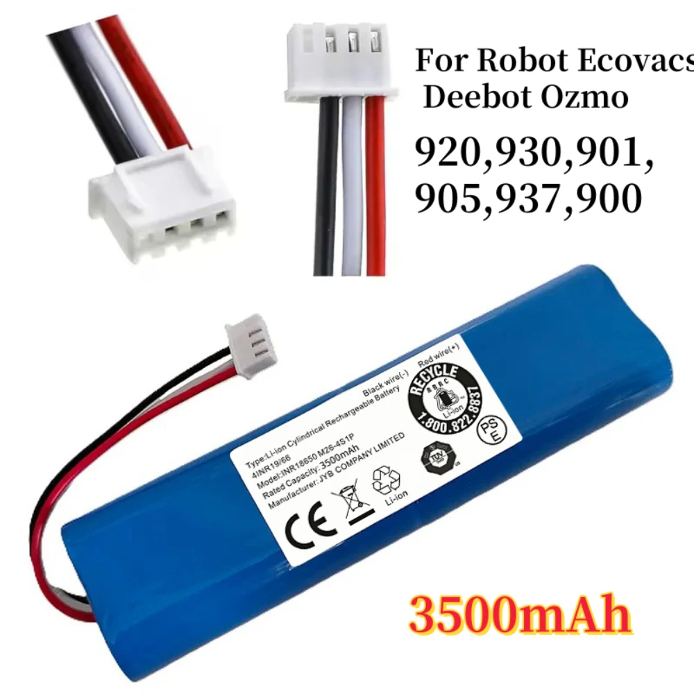 

14.4V 3500mAh Robot Vacuum Cleaner Battery Pack for Ecovacs Deebot Ozmo 900, 901, 905, 930, 937.
