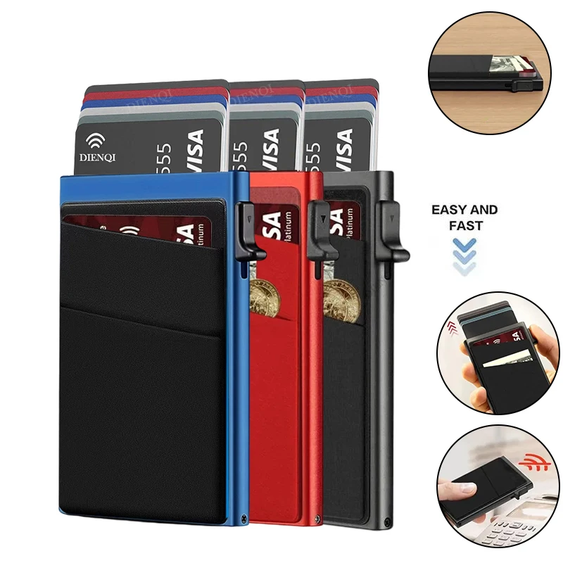 Slim Business Card Holder Rfid Minimalist Smart Wallet Pop Up Metal Box Credit Bank Visit Cardholder Case Porte Carte De Visite