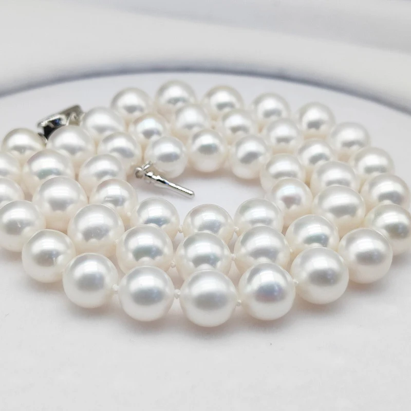 HOOZZ.P 7-8mm AAA High Quality Pearl Necklace Natural Original Fresh Water Cultured In White Gifts For Women Girls Friends Lover