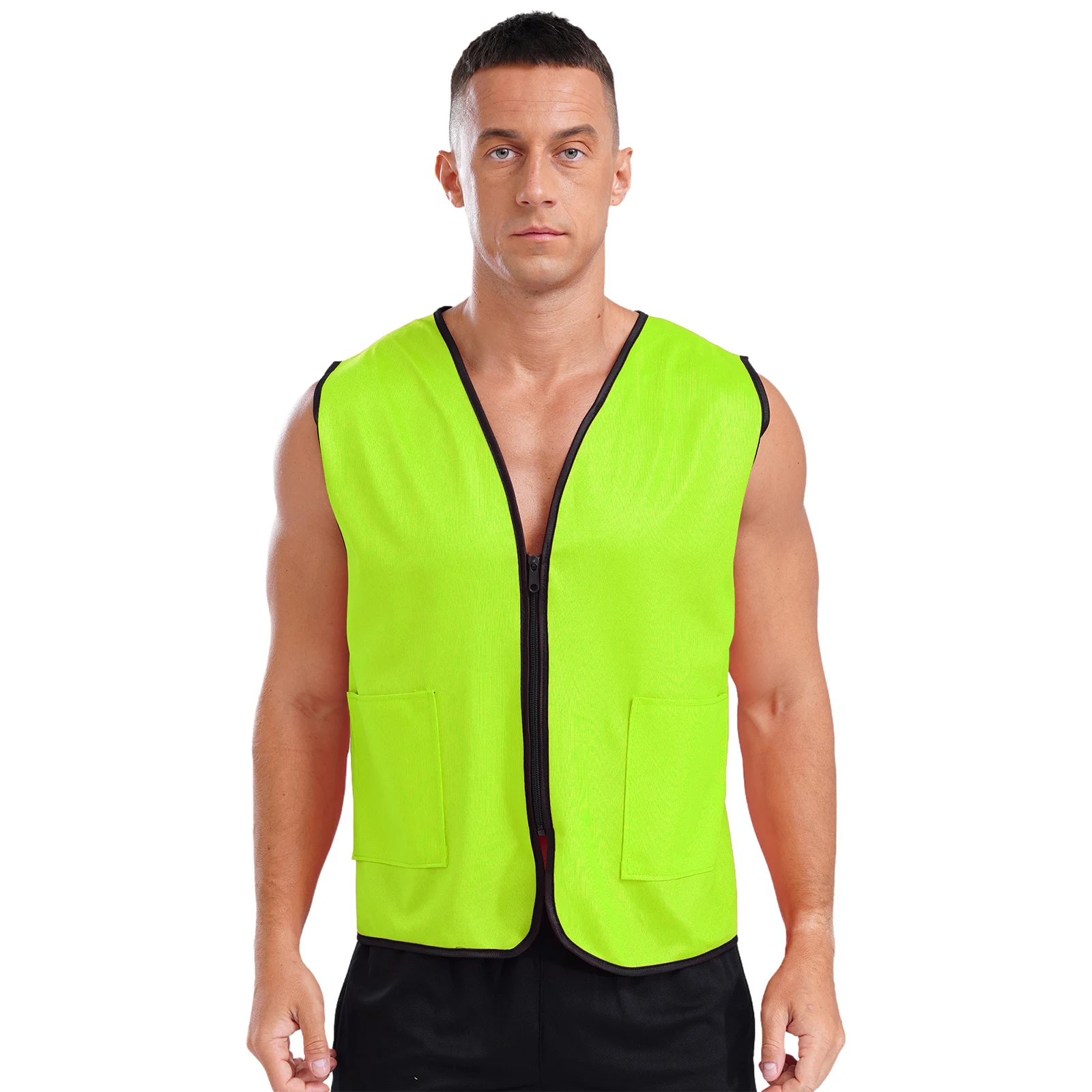 

Women Men Outdoor Work Safety Vest Unisex V Neck Sleeveless Zipper Waistcoat Tops for Volunteer Activities Cycling Engineering