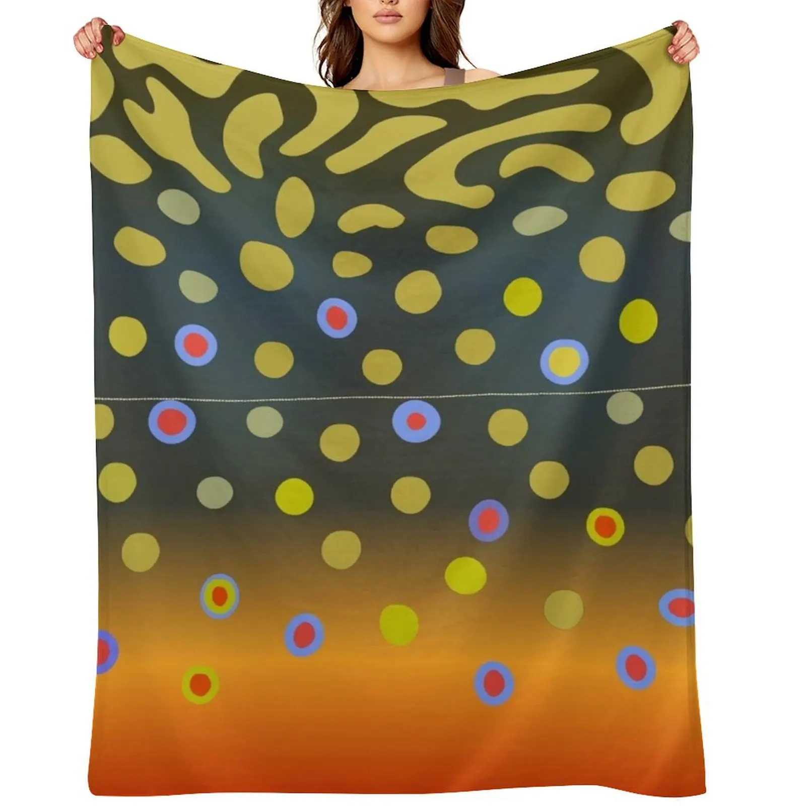 

Brook Trout Skin Throw Blanket Flannel Fabric Picnic Decorative Beds Single Blankets