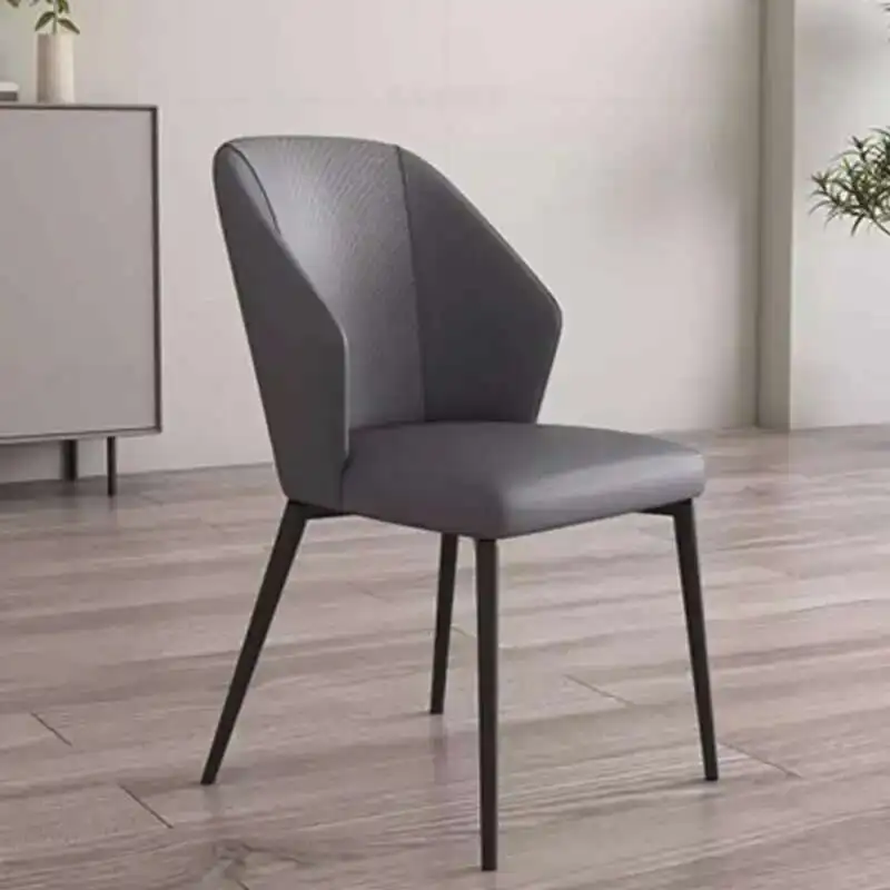 

Apartment Back Support Living Room Chairs Wedding Banquet Soft Office Steel Dining Chairs Black Metal Legs Sillas Home Furniture