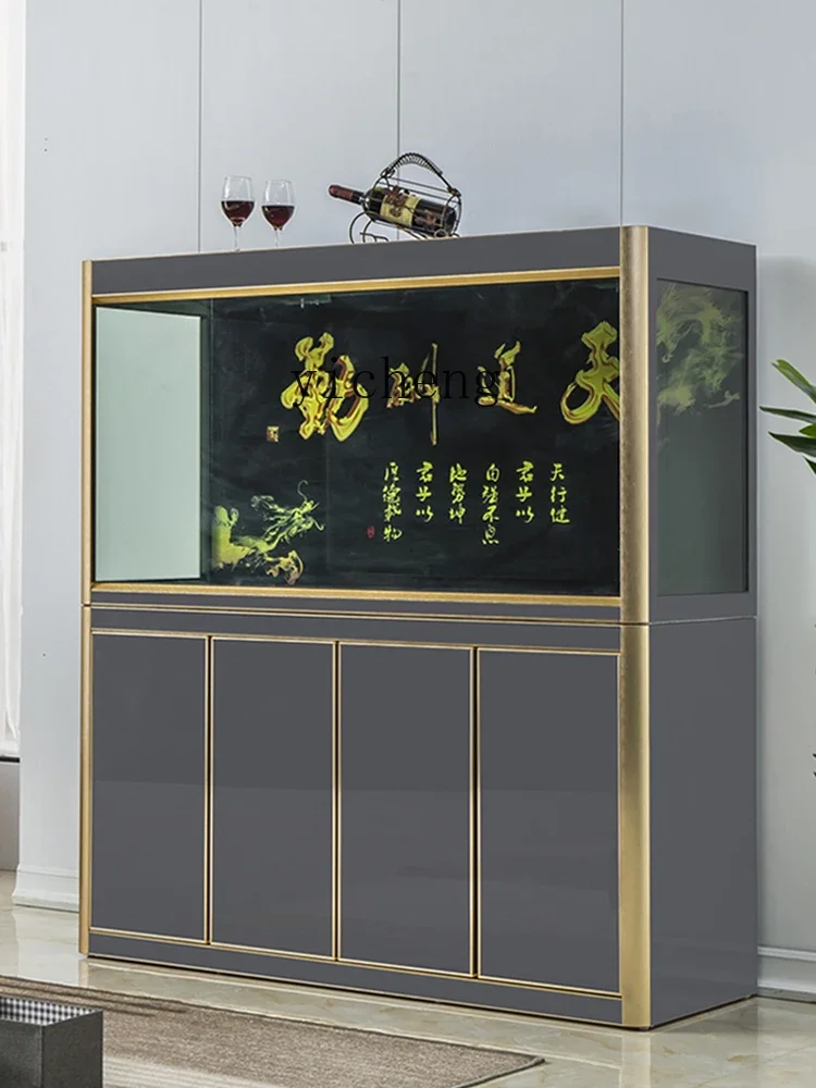 ZZf Ecological Home Living Room Floor Large Change Water Bottom Filter Dragon Fish Tank Glass Aquarium