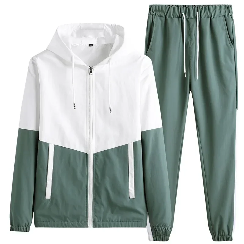 Men Tracksuit Casual Joggers Hooded Sportswear Jackets and Pants 2 Piece Sets Hip Hop Running Sports Suit