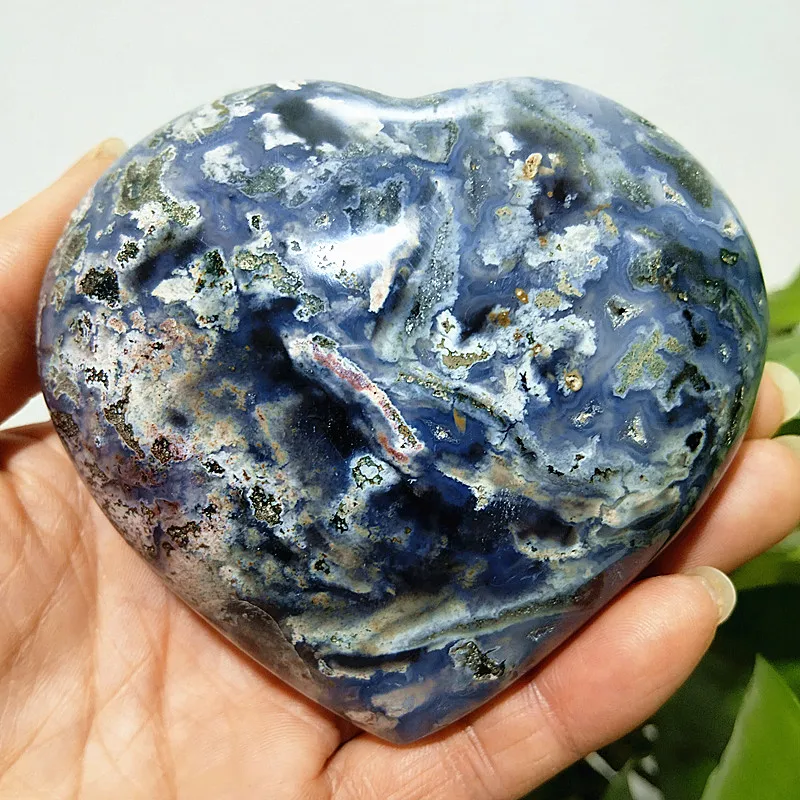 

Natural Stone Ocean jasper Crystals Heart Spiritual Meditation Aquarium Ornaments And Feng Shui Home Decoration Maison