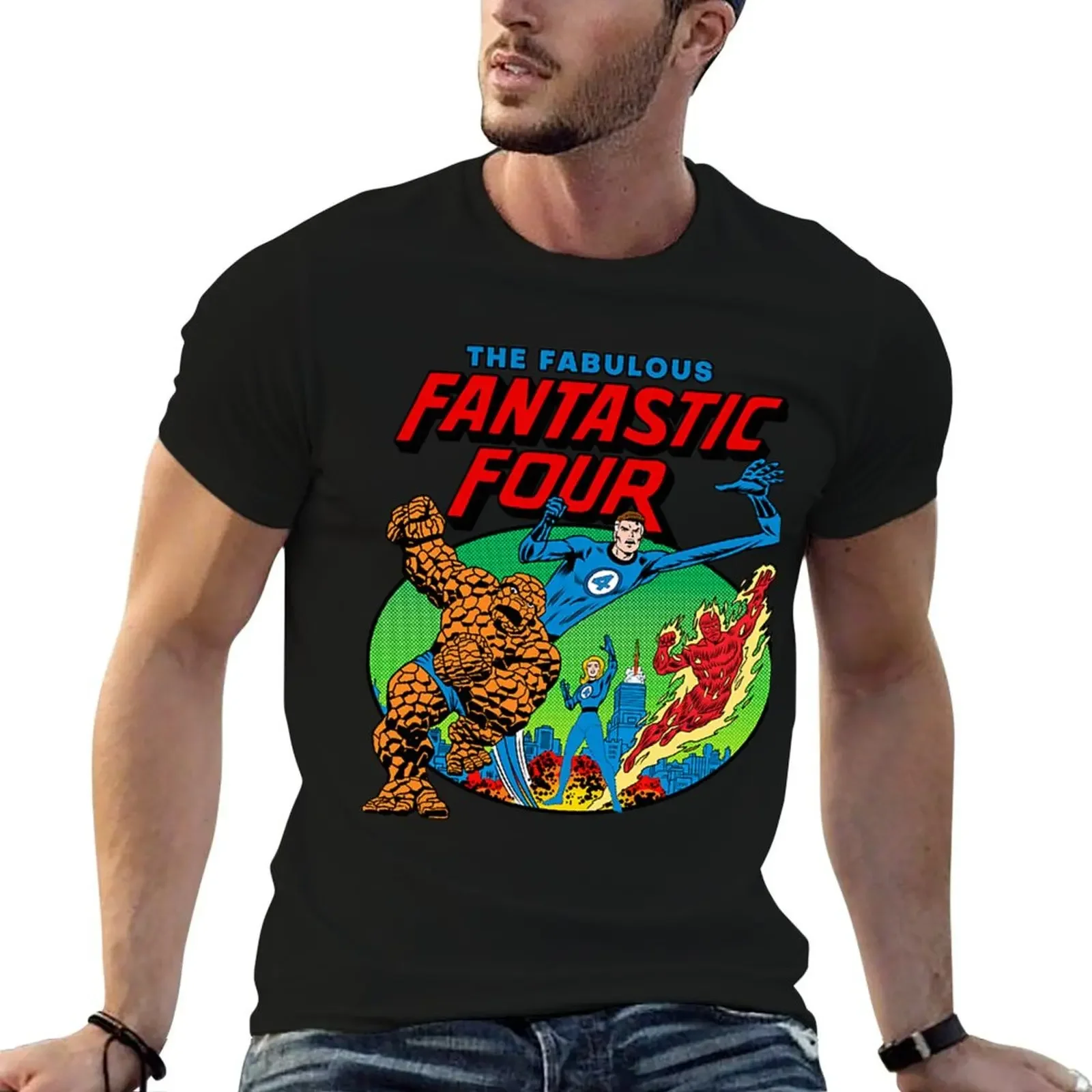 Retro Fantastic cover T-Shirt boys animal print customizeds plus sizes street wear Men's clothing