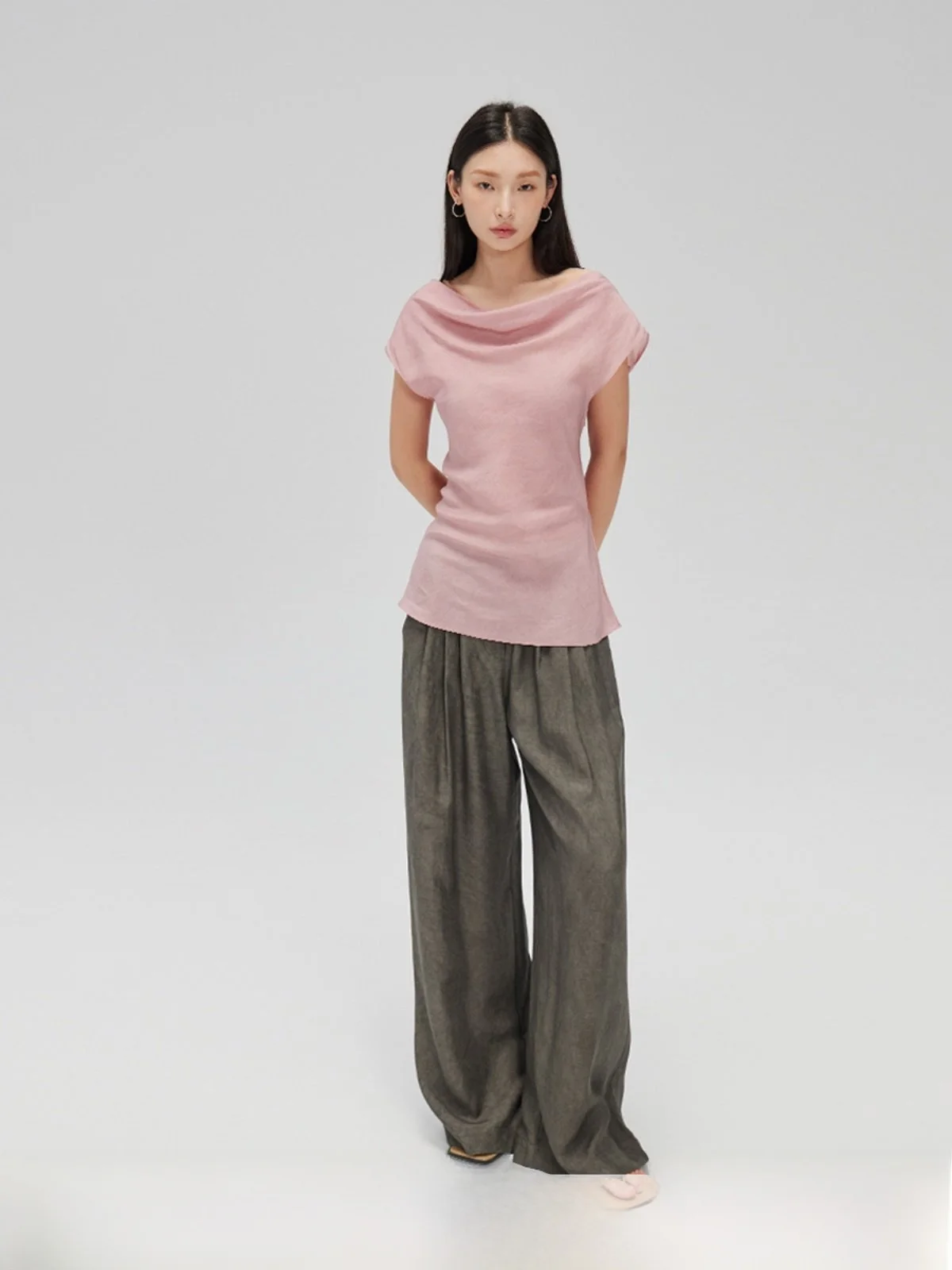 

XIMUSTUDIOS Original ort Sve T-irt Wide Leg Pants Loose Fit Ele Set Asymmetrical Design Casual Sle Summer Wear