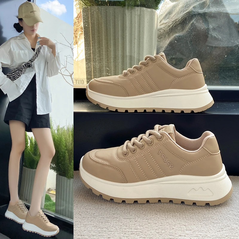 

Модные осенние женские повседневные кроссовки 2024, кожаные женские кроссовки, женская вулканизированная обувь на платформе, Zapatillas De Mujer 962