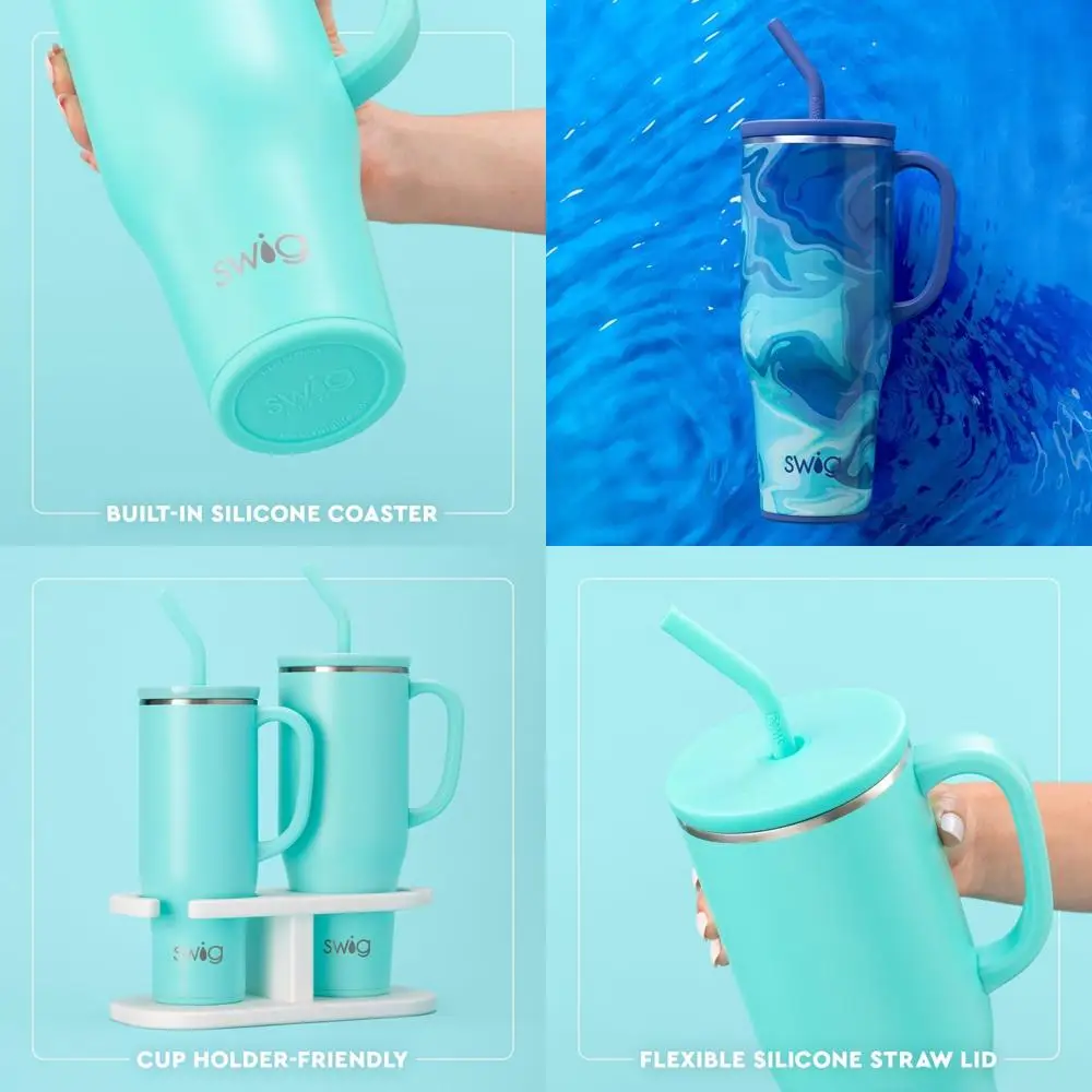 

Large 40oz Insulated Travel Mug with Handle & Straw - Blue Lagoon